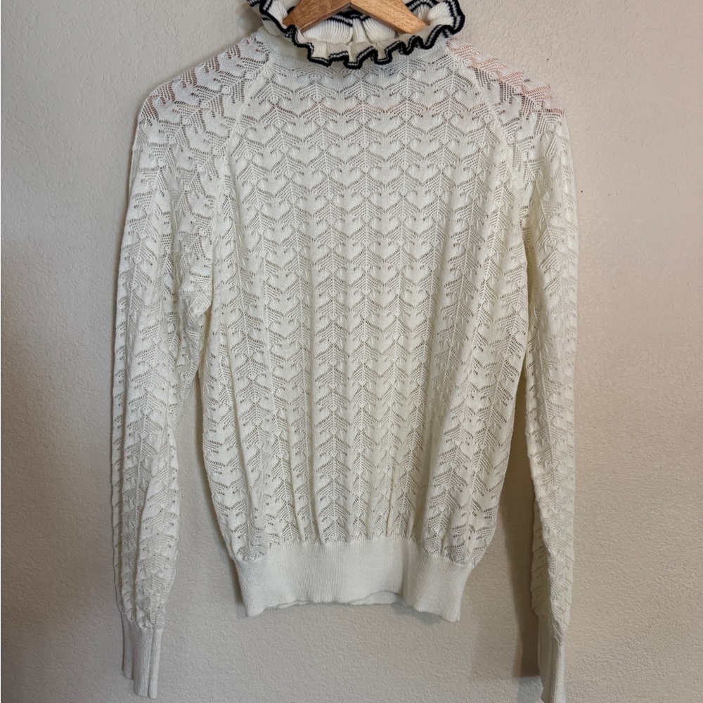 Maje Mock Neck Sweater with Cable Knit  Heart Design - beautiful size Medium US